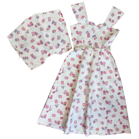 VINTAGE Shirley Lee Postage Stamp 50s White Textured Dress NWT - Picture 7 of 8